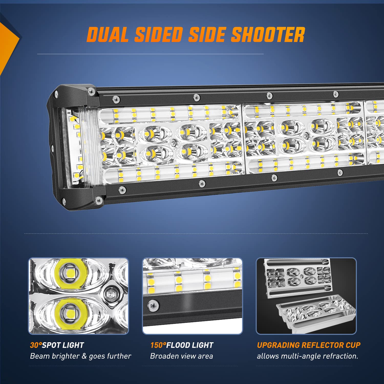 Nilight 13.5Inch Side Shooter Led Light Bar Quadruple Row Spot Flood Combo Lights W/Wiring Kit For Fog Light Driving Light Work