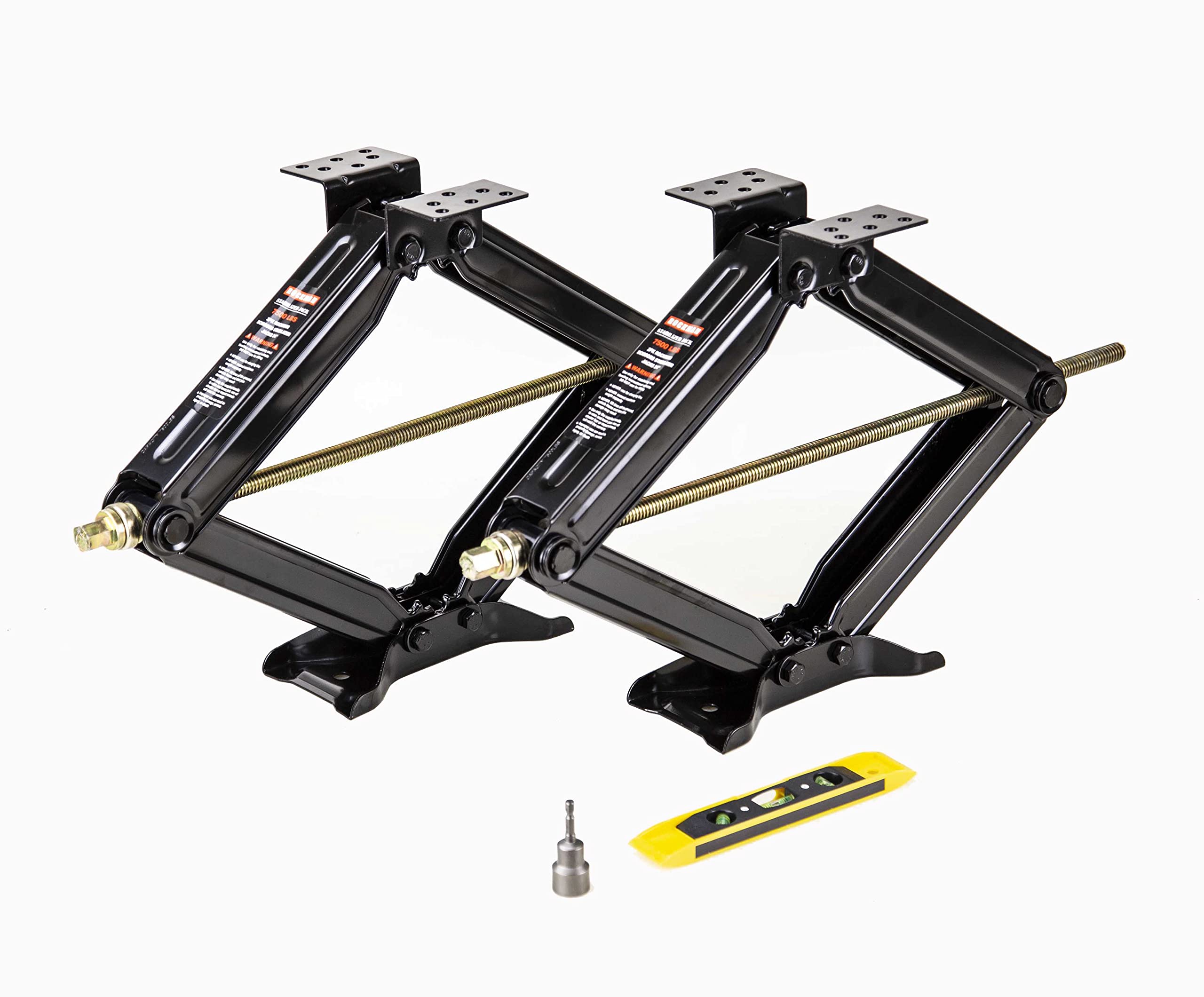 Rockman Rv Camper Trailer Stabilizer Leveling Scissor Jacks W/Socket & Level 24'' 7500Lbs Set 2
