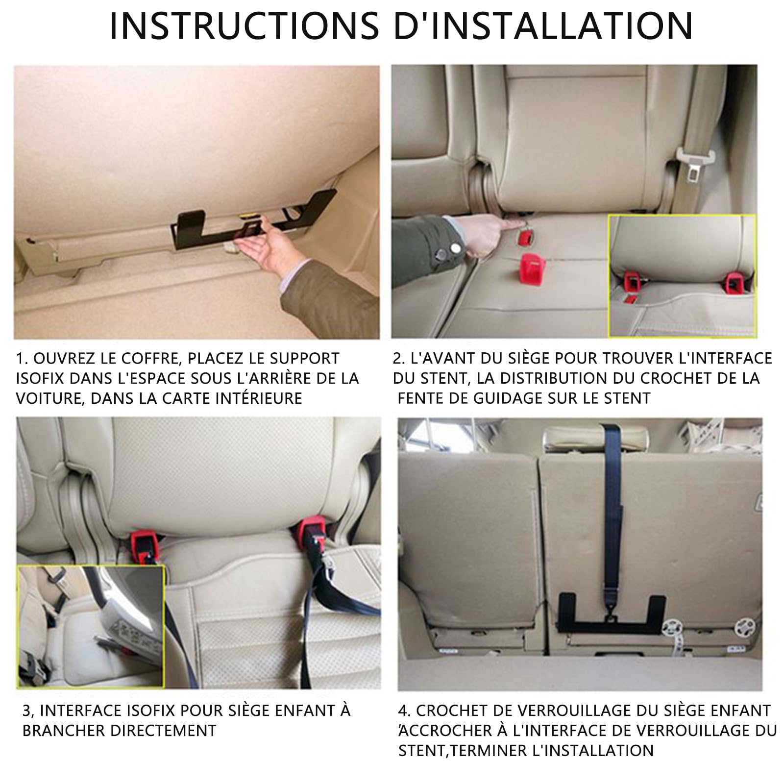 Shkalacar Car Child Seat Restraint Anchor Mounting Kit, Cars Seat Mount Bracket Universal Steel Latch For Isofix Belt Connector Seat Belt Bracket Latch