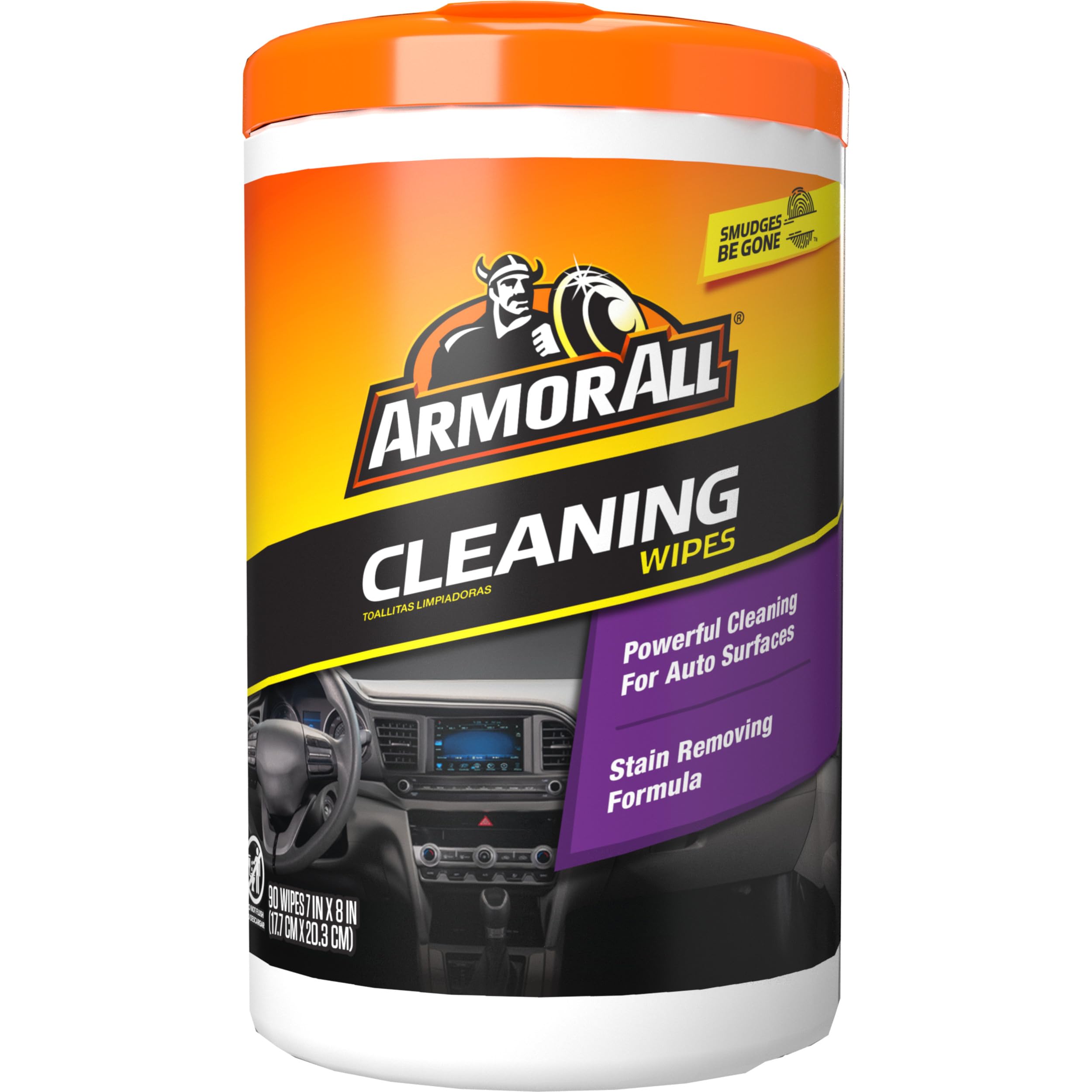 Armor All Car Cleaning Wipes, Wipes For Car Interior And Car Exterior, 90 Wipes Each