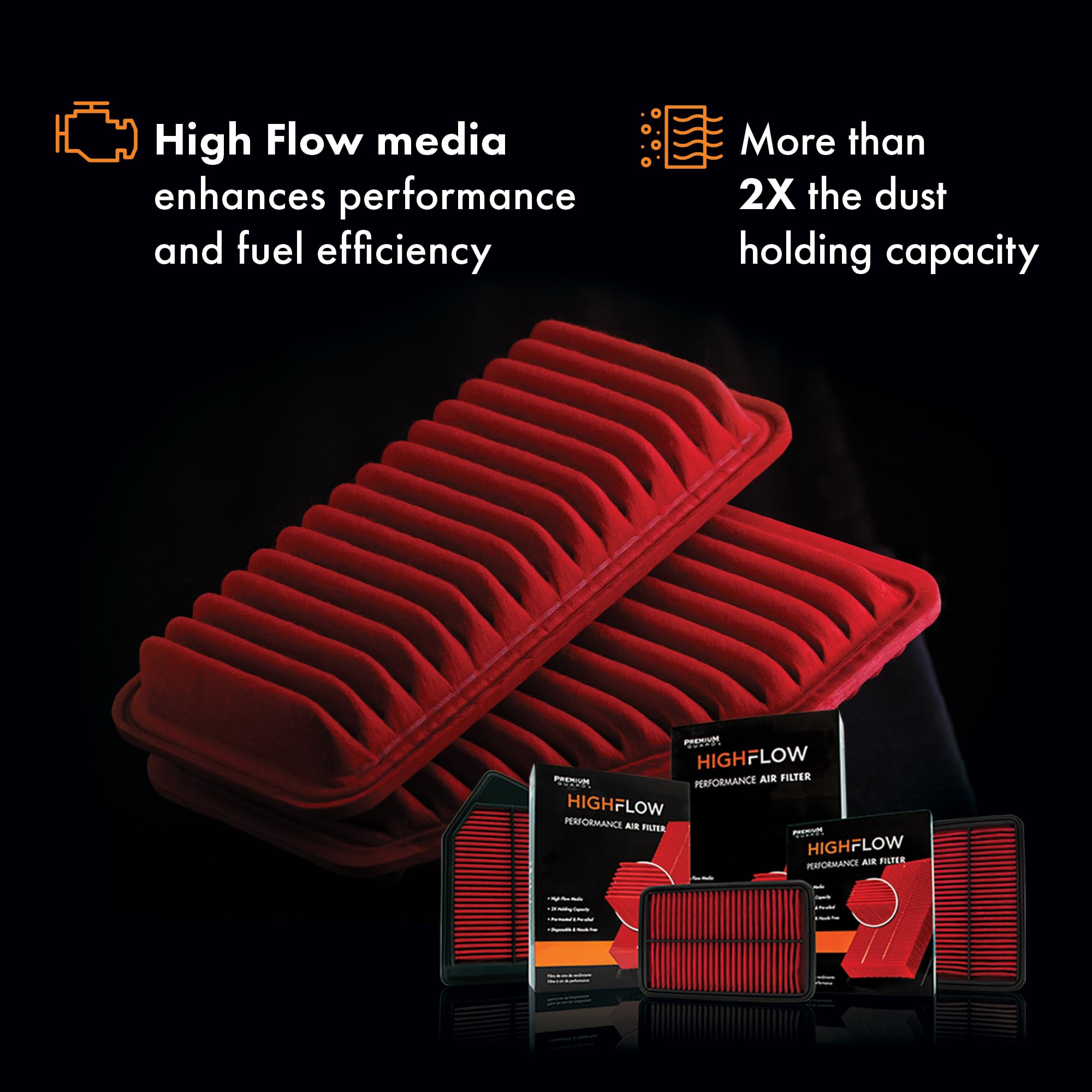 Highflow High Performance, Pre-Oiled Disposable Engine Air Filter Pa6320X | Fits 2013-2016 Hyundai Santa Fe Sport, 2013-2018 San