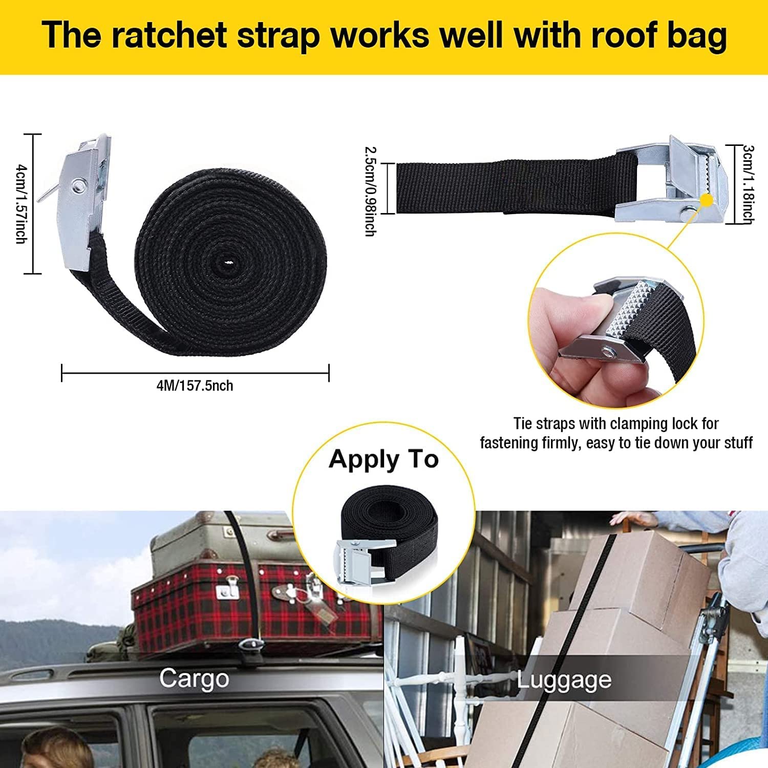 Car Roof Bag Rooftop Cargo Carrier, 21 Cubic Feet Waterproof Roof Luggage Cargo Carrier Bag With Anti-Slip Mat For All Cars Vehicles Suv With/Without Rack (With 2Pcs 4M Ratchet Straps)…