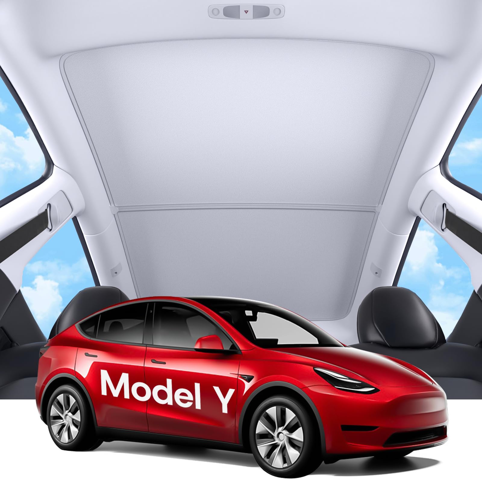 SUMK 2025 Upgrade Sunshade Roof for Tesla Model Y Accessories, [Graphene Cooling Tech & High Density Honeycomb] No Sag & No Ligh