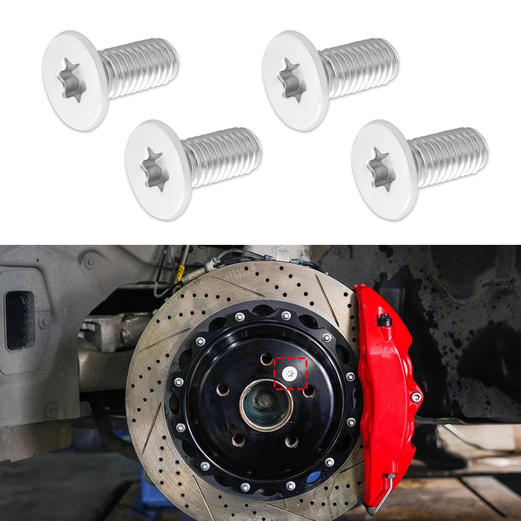 4PCS Brake Rotor Screw, Brake Rotor Bolt, Rotor Screws for Brake Discs, 11609271 Stainless Steel Brake Parts Car Front&Rear Reta
