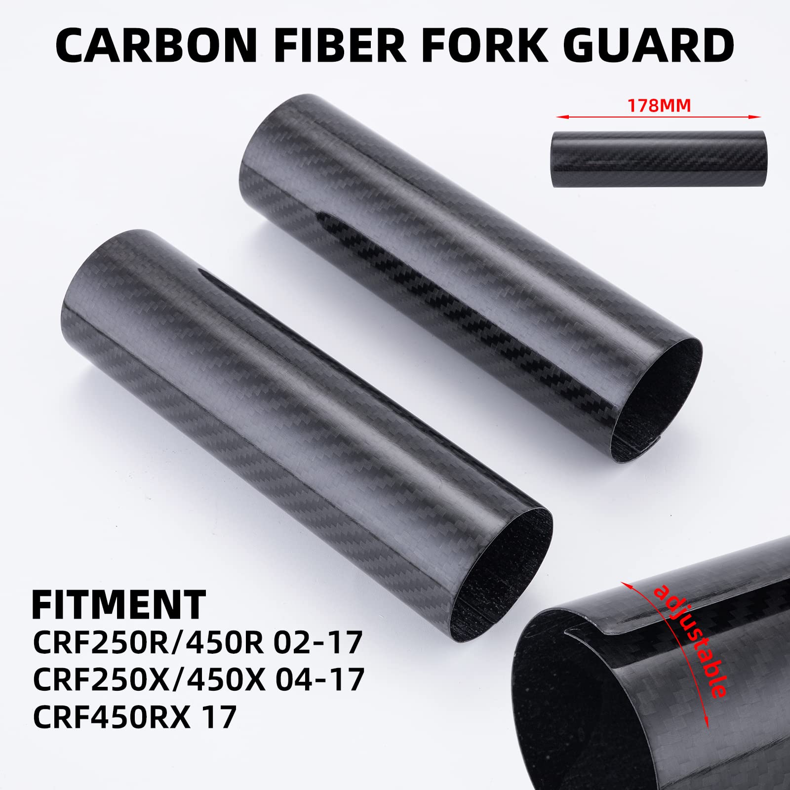 PRO CAKEN Carbon Fiber Motorcycle Front Shock Fork Guard Cover Wrap Shock Absorber Guard Gaiters Gators Boots Adjustable 2Pcs Un