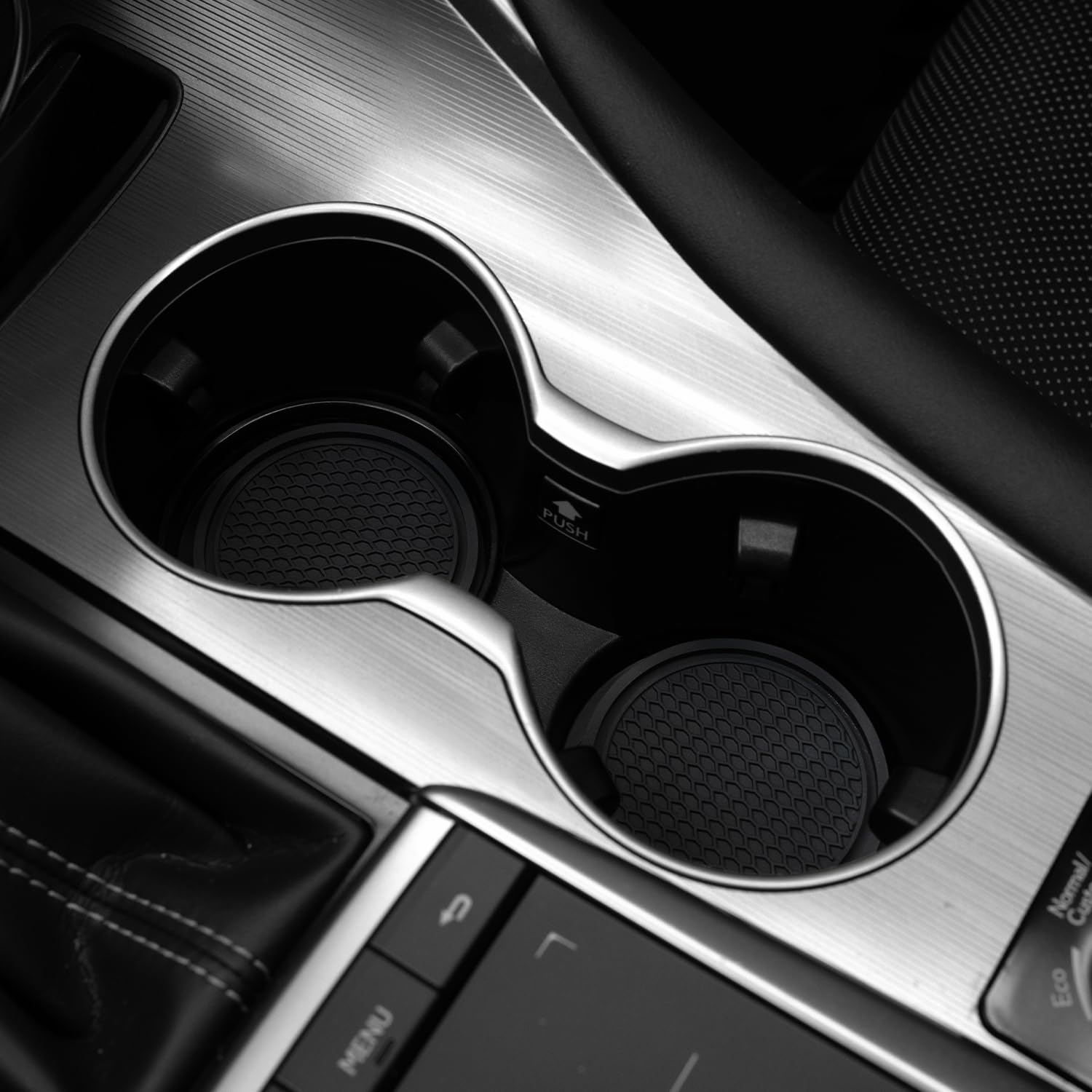 Singaro Car Cup Coaster, 4Pcs Universal Non-Slip Cup Holders Embedded In Ornaments Coaster, Car Interior Accessories, Black