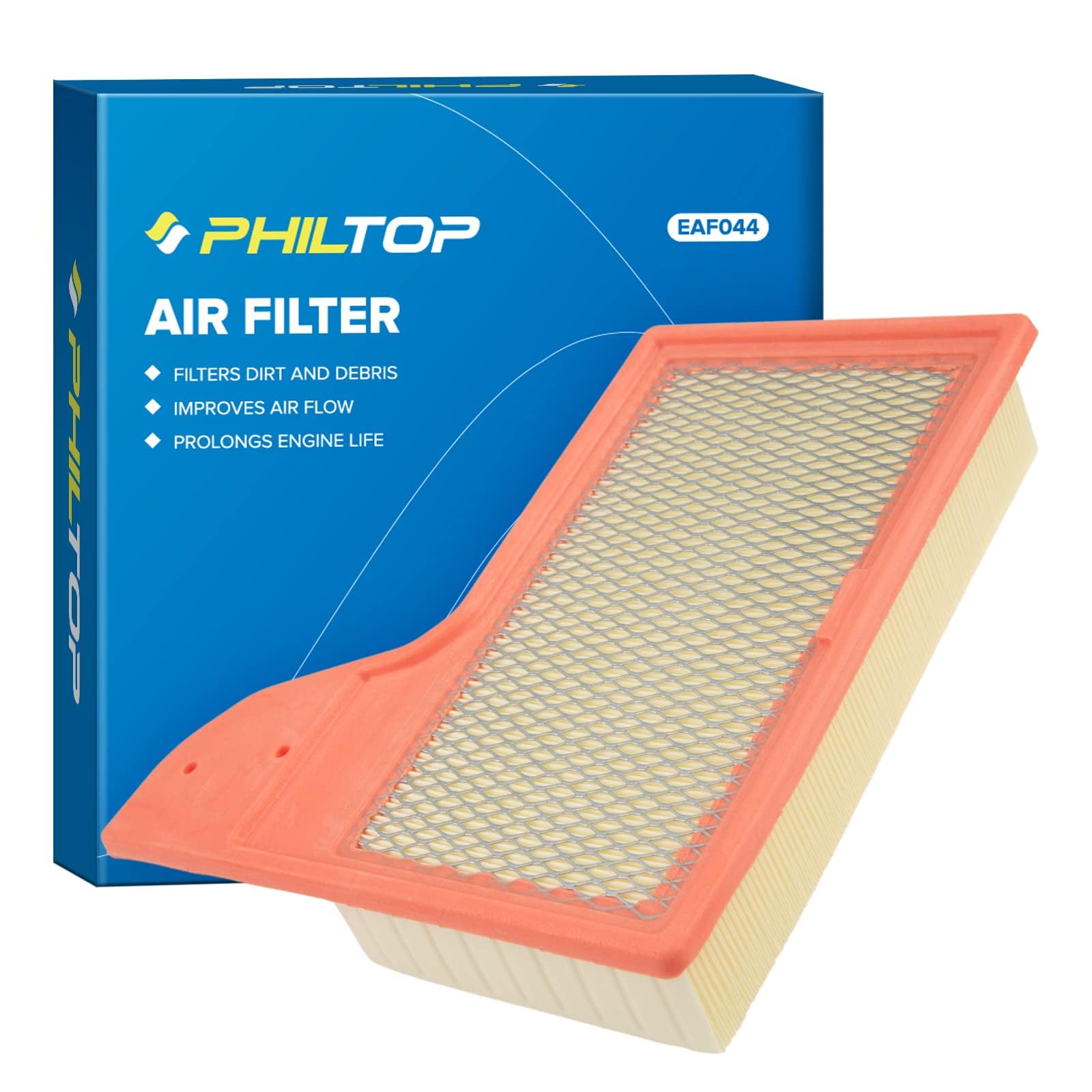 Philtop Engine Air Filter Ca11958 Replacement For Mustang 2.3L 2015-2020, Mustang 5.0L 2015-2020, Mustang 3.7L 2015-2017, Flexib