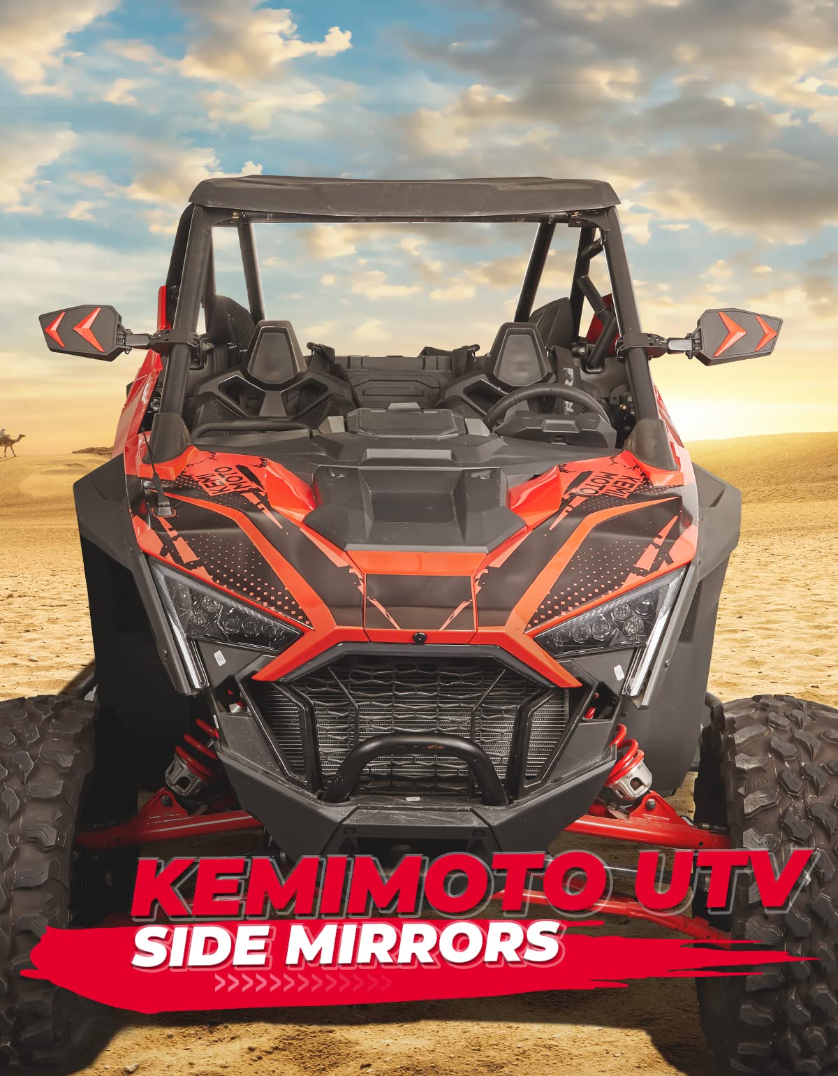 Kemimoto Utv Side View Mirrors Fits 1.75-2'' Roll Bar Compatible With Polaris Rzr 800 900 1000 Xp Turbo Pioneer Rhino Mule Teryx