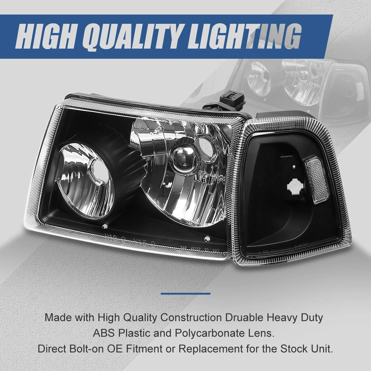 Auto Dynasty Headlights Assembly Compatible With 2001-2011 Ford Ranger, 4-Pieces Driver And Passenger Side Halogen Headlamps Rep