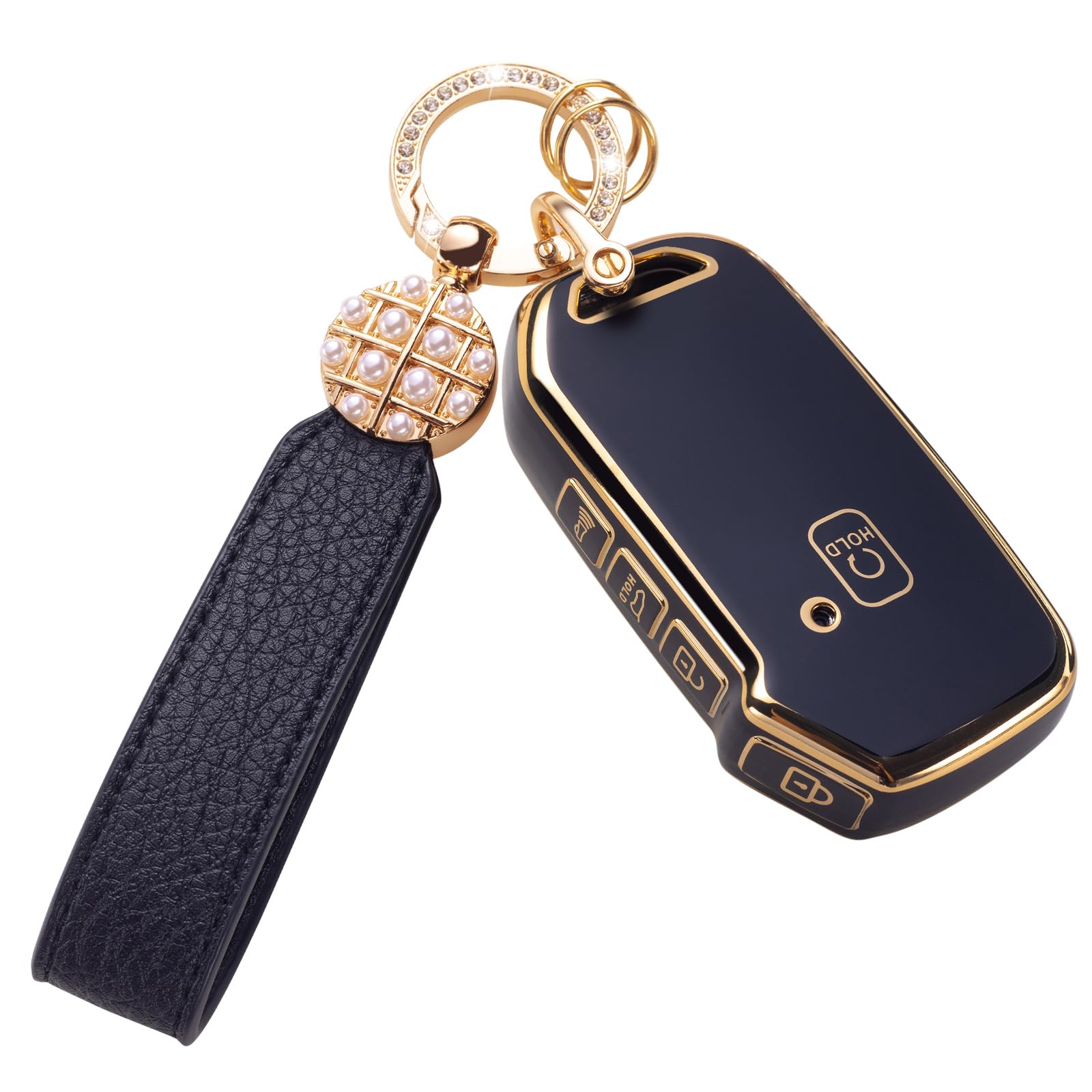 Qetoosur for KIA Key Fob Cover with Leather Lanyard, Key Case Protection Shell Fit for KIA Cerato Ceed Forte NIRO Sorento Seltos