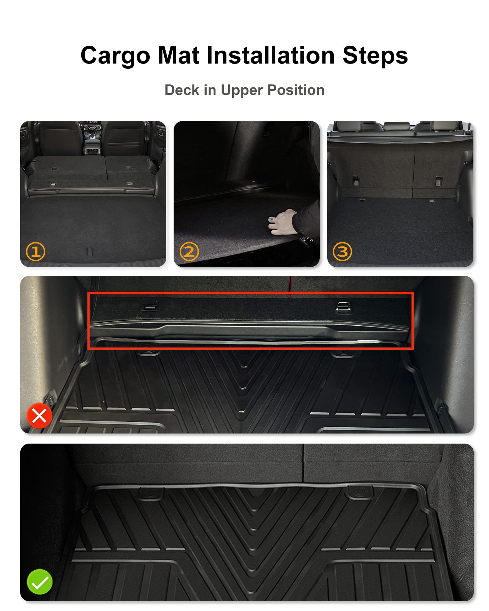 3W Cargo Liner Fit For Honda Cr-V 2017-2022 All Weather Custom Fit Trunk Liner For Honda Crv Heavy Duty Trunk Mat In Upper Posit