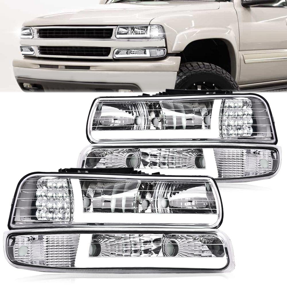 Pit66 Led Headlight Assembly Compatible With 99-02 Chevy Silverado 1500 2500/01-02 Silverado 1500Hd 2500Hd 3500/00-06 Tahoe Subu