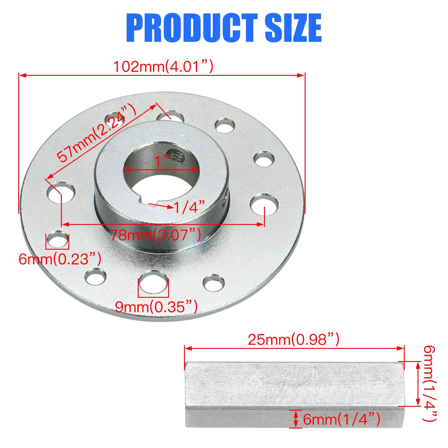 Yoxufa 40/41/420 Chain 48 Tooth Sprocket With 1' Bore 1/4 Keyway Go Kart Sprocket Hub Parts