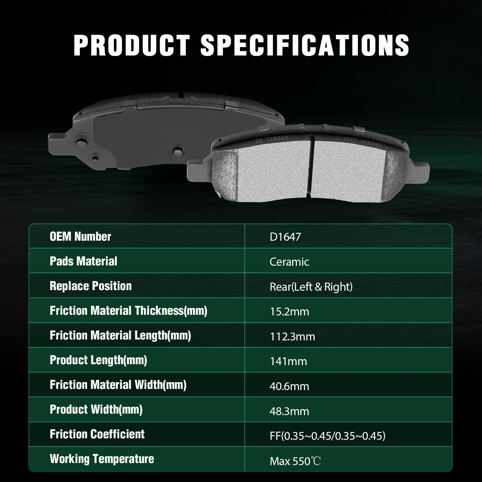 Automuto 8Pcs Front & Rear Ceramic Disc Brake Pads Set D1647 D1623 For Dodge Dart 2013-2016