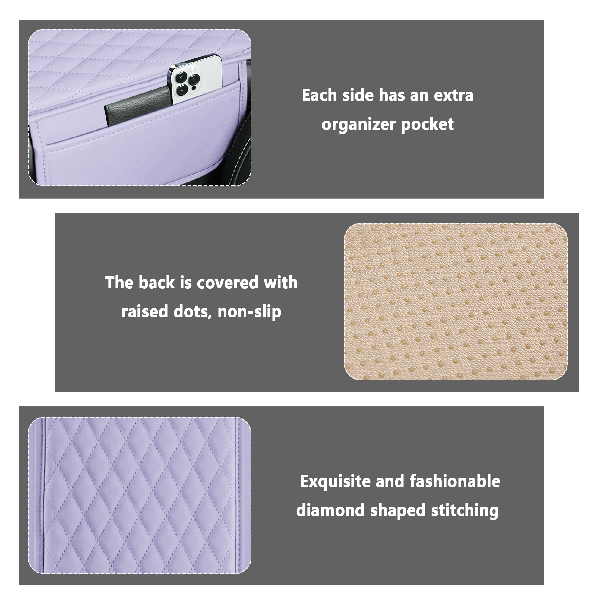 Upgraded Car Center Console Cover,Microfiber Leather Car Armrest Cover Cushion with 2 Storage Bags,Universal Car Armrest Storage