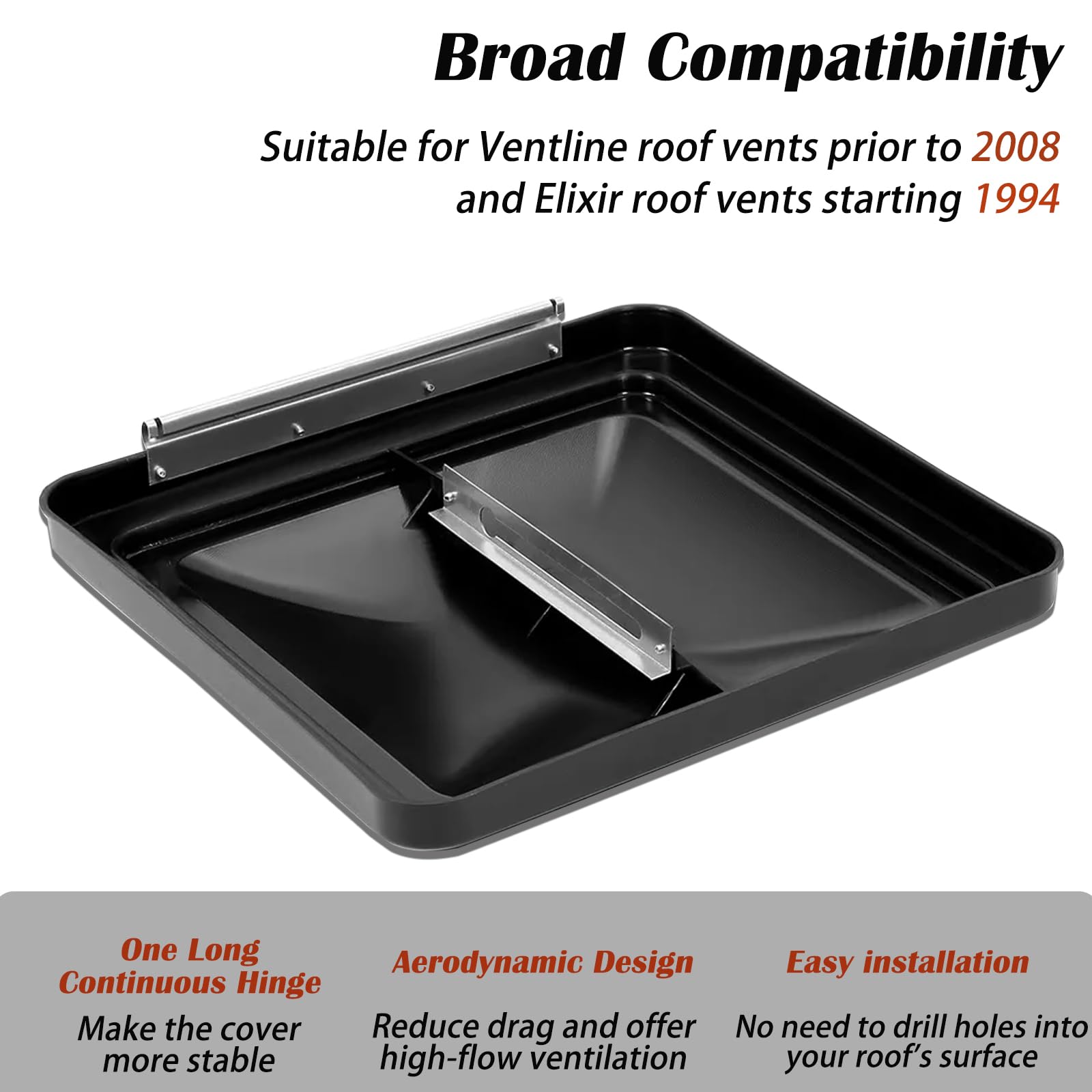 caqeg 2 Pack 14 '' Universal Roof Vent Cover Vent Lid Replacement for RV, Trailer, Camper, Motorhome Roof Vent Cover Black