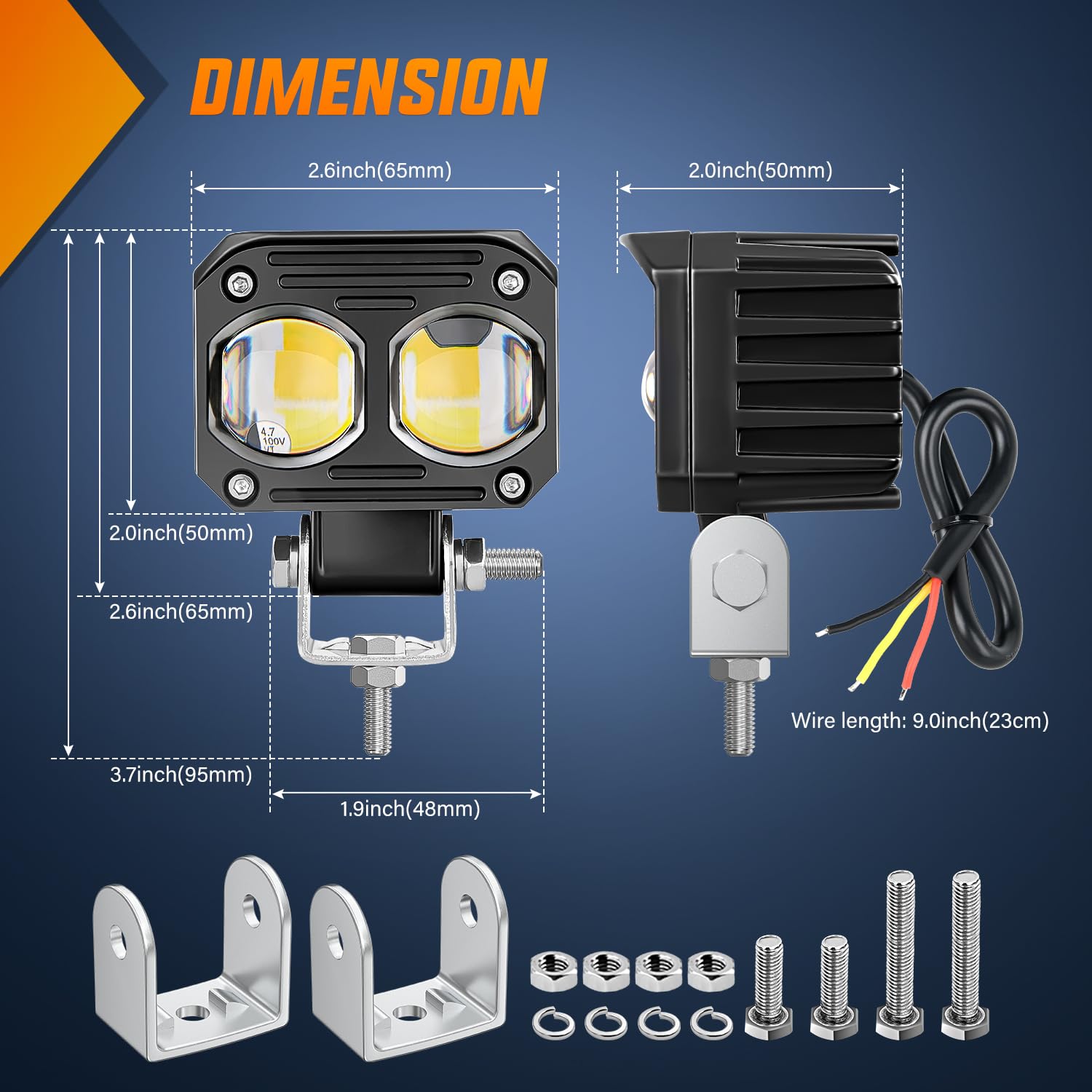 Nilight Motorcycle Driving Lights 2.5 Inch White Amber Spot Beam Fog Light Led Pods Ip67 Waterproof Auxiliary Offroad Lighting F