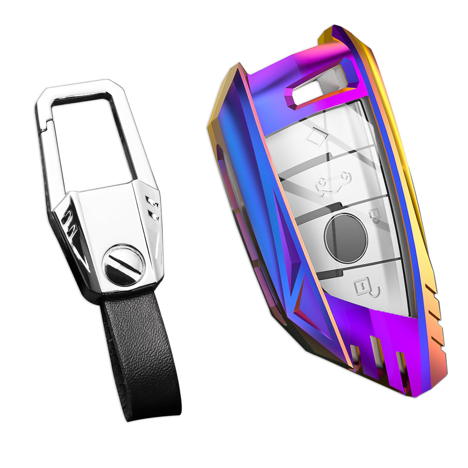 Ocezbiis For Bmw Key Fob Cover,Keychain,Zinc Alloy Protection Car Key Shell Case Compatible With Bmw Smart Remote Keyless Entry