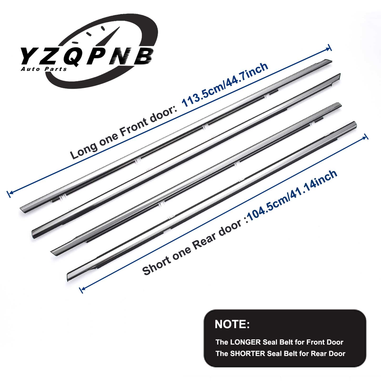 Yzqpnb Weatherstrip Window Molding Trim Seal Belt Chrome Compatible With Honda Accord 2008-2012 Front Rear Left Driver & Right Passenger Side Door Exterior Window Trim # 72410-Ta0-A01 72450-Ta0-A01