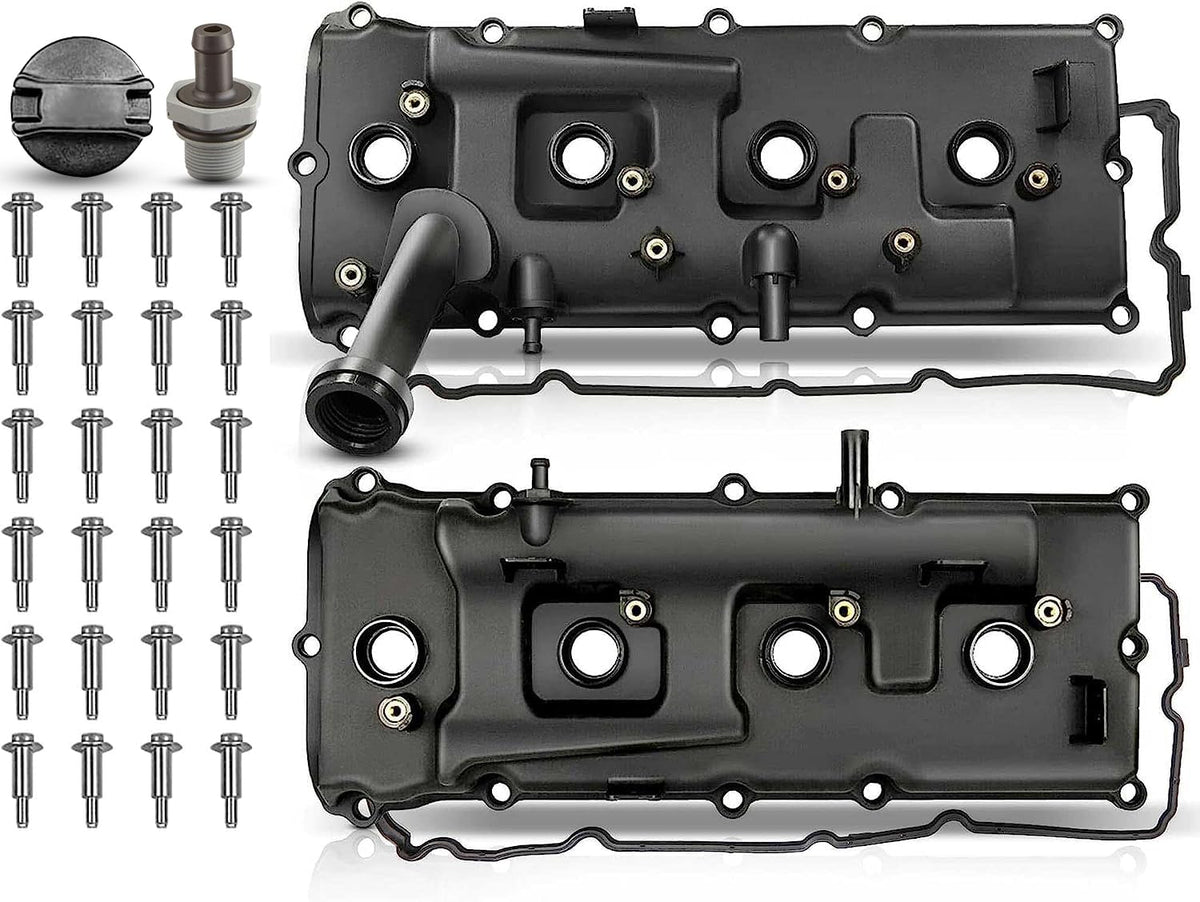 A-Premium Engine Valve Cover Set, with Gasket & Oil Filler Cap & Bolts, Compatible with 2006-2017, Nissan Armada Pathfinder Tita