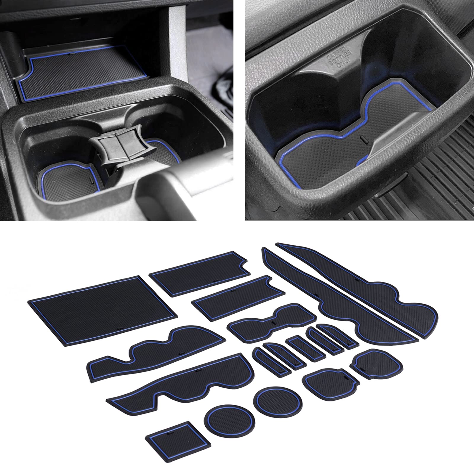 Jdmcar Compatible With Toyota Tacoma Accessories 2016-2023 Premium Cup Holder, Console, And Door Pocket Inserts Kit (Double Cab,