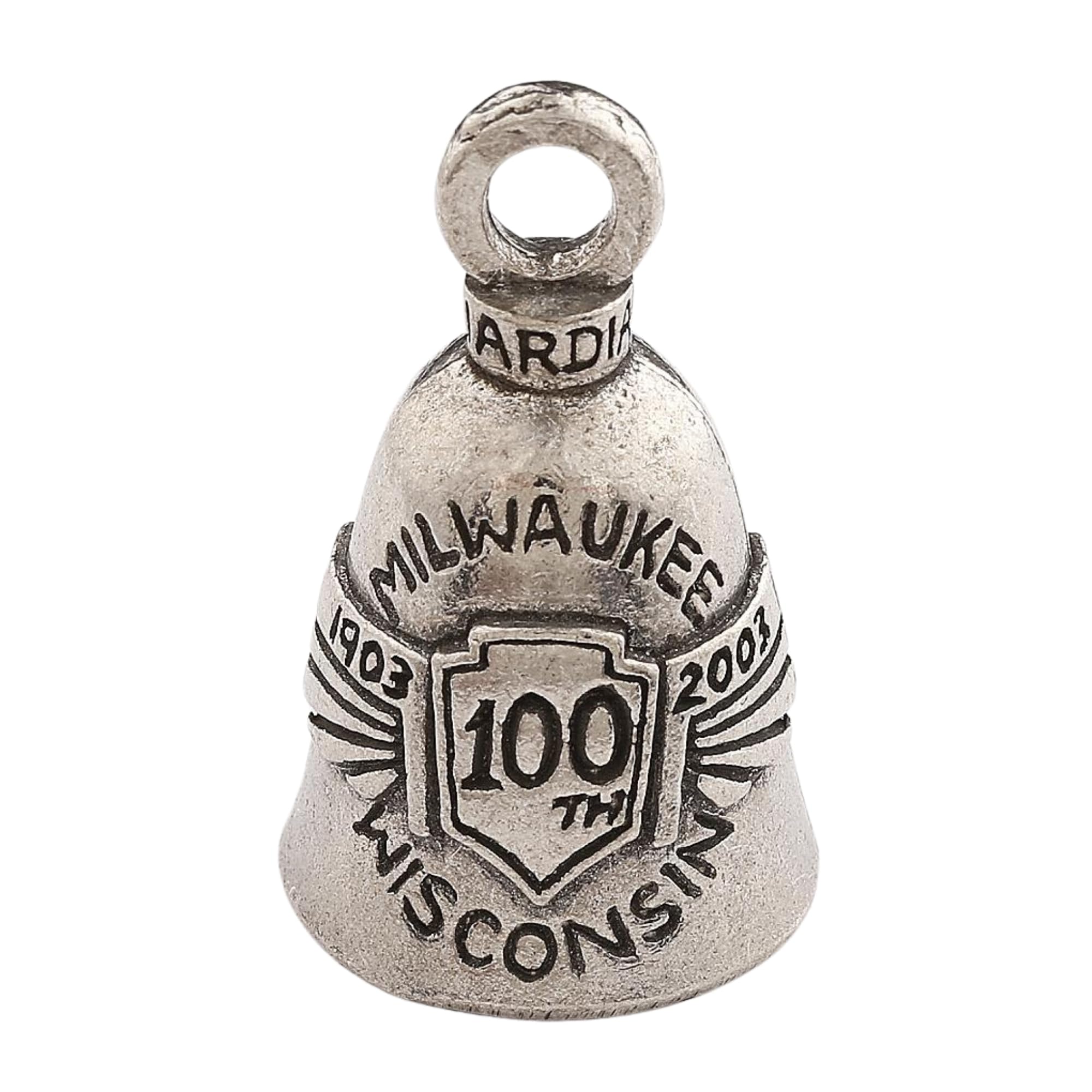 Guardian Bell 100Th Anniversary Good Luck Bell W/Keyring & Black Velvet Gift Bag | Motorcycle Bell | Lead-Free Pewter | Good Luc
