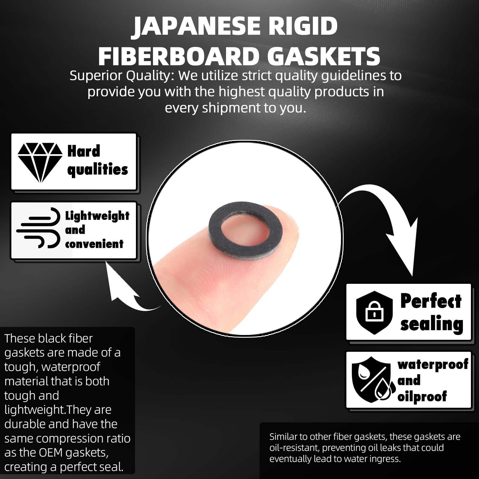 TonGass (20-Pack, Black) Exact Replacement for Yamaha 90430-08020-00 & 90430-08003-00 - Lower Gear Case Oil Drain Gaskets - Japa