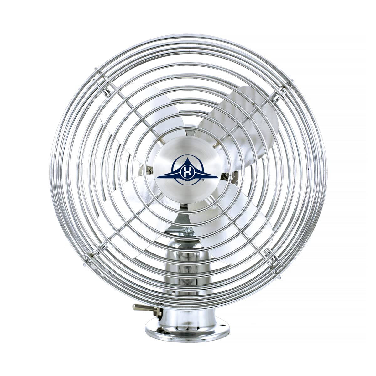 United Pacific 40848 Heavy-Duty Chrome 12V Car Fan W/6'' Fan Blade For Cars, Trucks, Rvs, & Vans, All Metal, 2-Speeds, Adjustabl