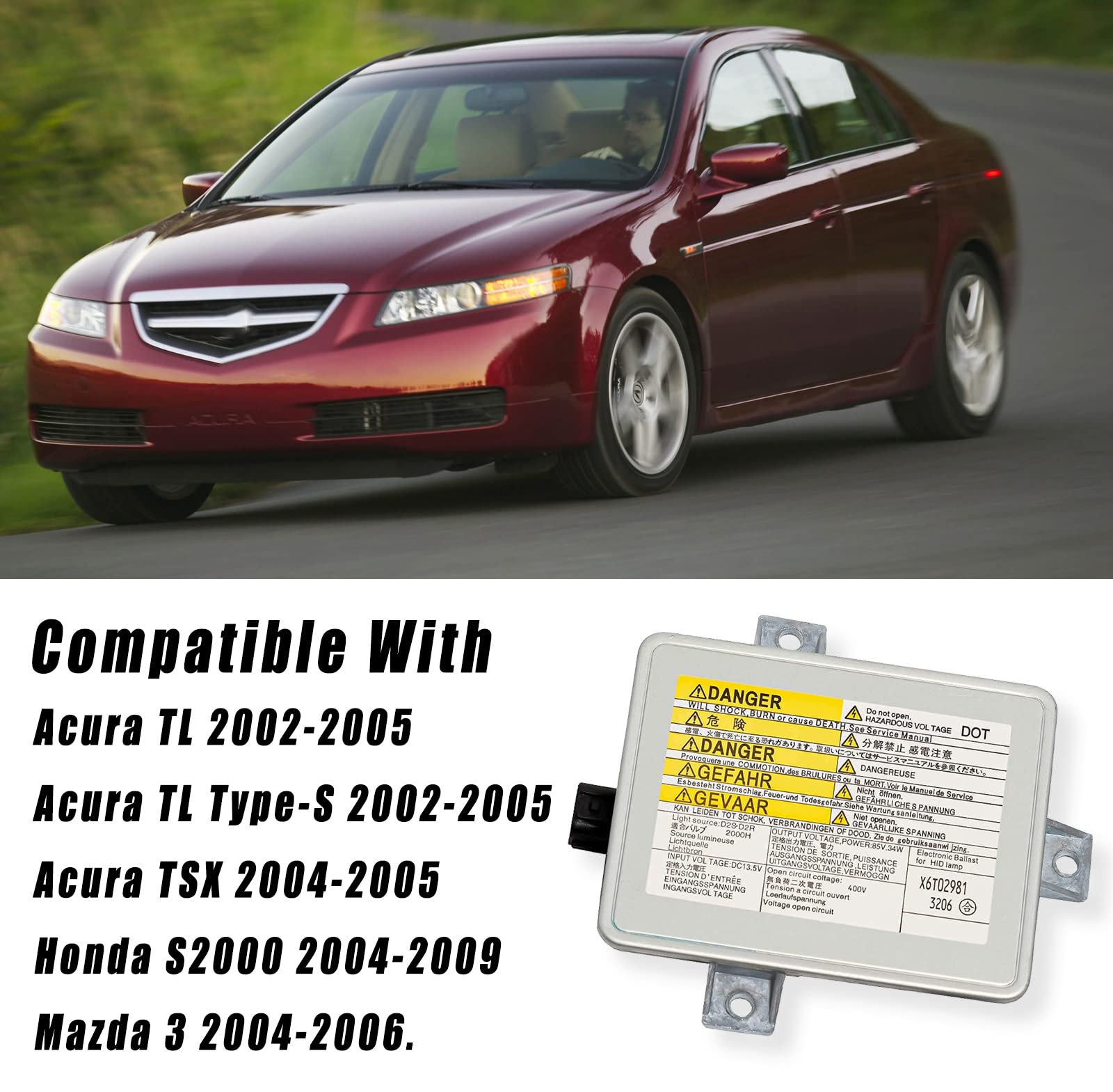 Boine Xenon Hid Headlight Ballast With Igniter, D2S Bulb Assembly Module Compatible With 2002-2005 Acura Tl/Tsx/Tl Type-S, 04-06