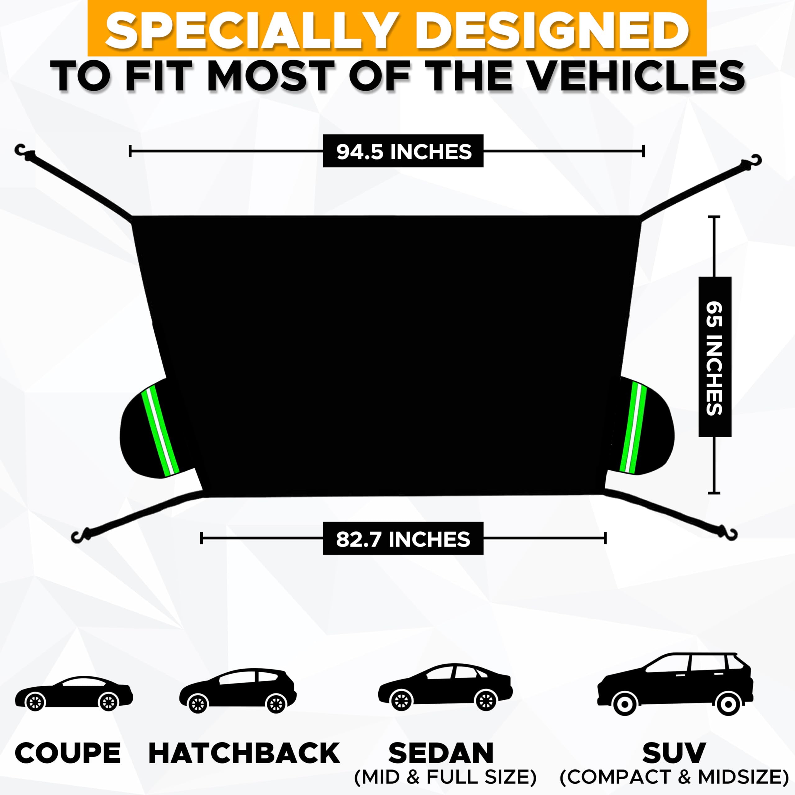 Econour Car Windshield Cover For Ice And Snow, Windshield Snow Cover With Side Mirrors Cover For Snow, Ice, Uv Fits Most Cars, T
