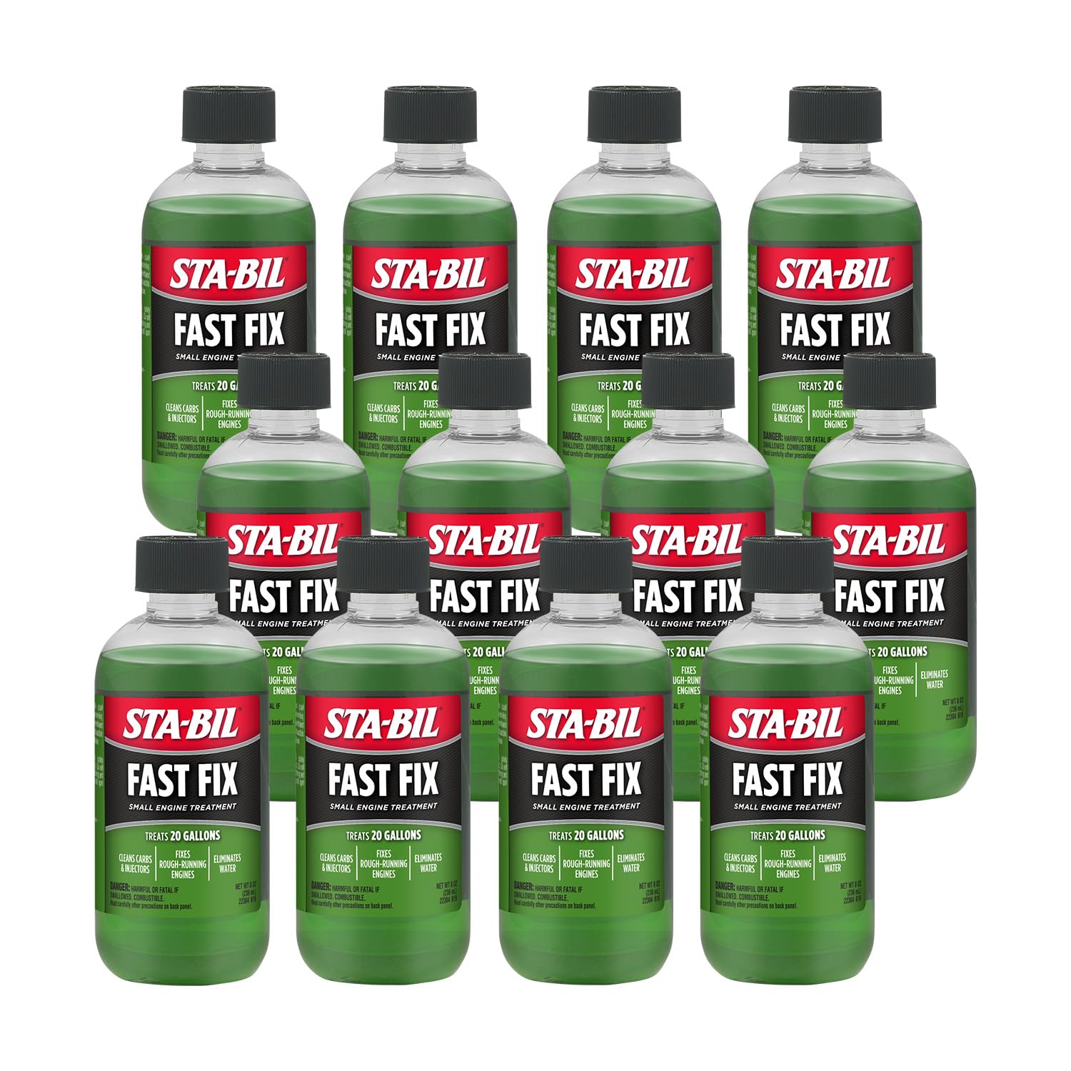 Sta-Bil (22304-12Pk Fast Fix Small Engine Treatment - Cleans Carbs And Injectors - Fixes Rough Running Engines - Treats 20 Gallo