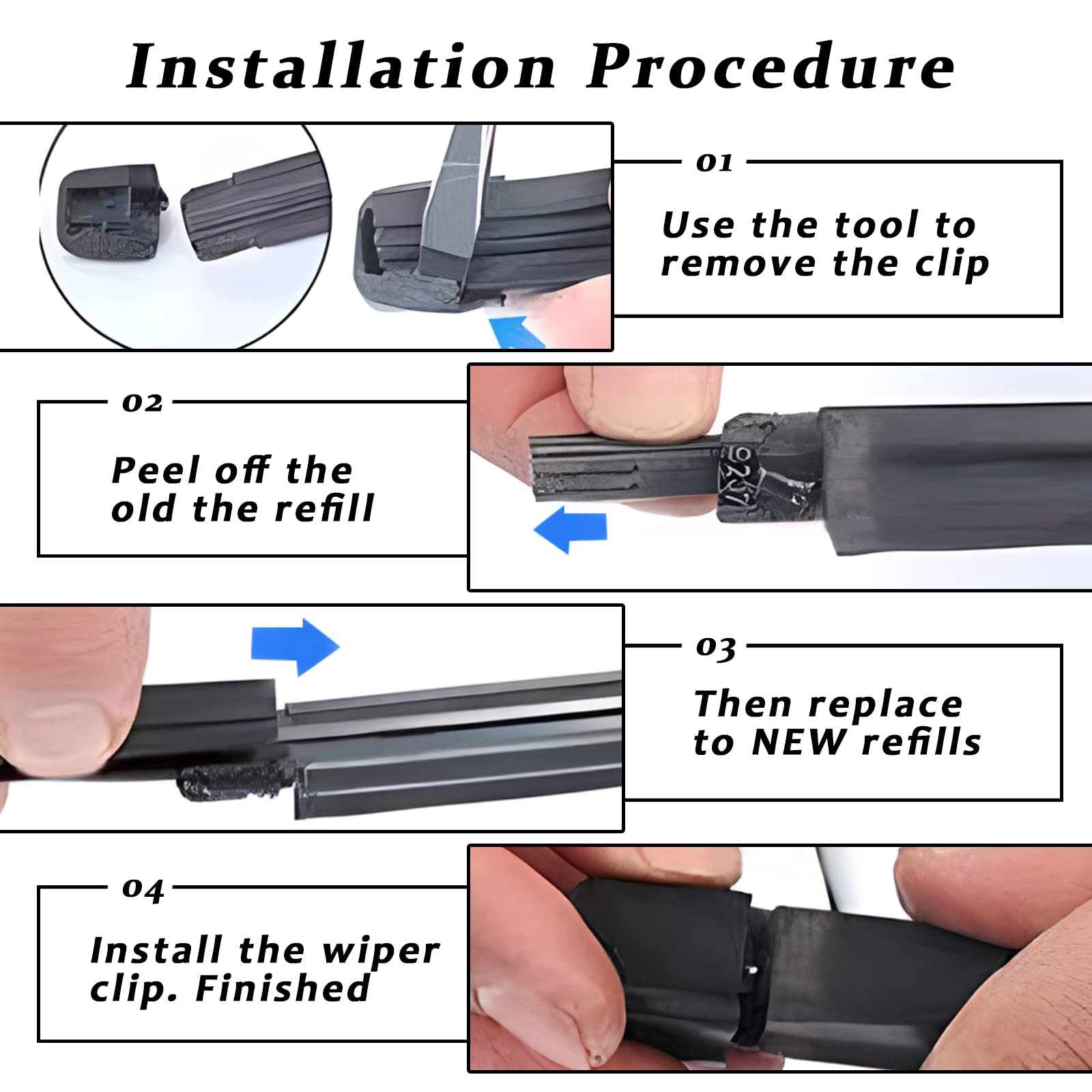 4 Pack Windshield Wiper Blades Refills, Diy Adjustable Car Windscreen Wiper Rubber Strips, Frameless Window Boneless Insert Sili