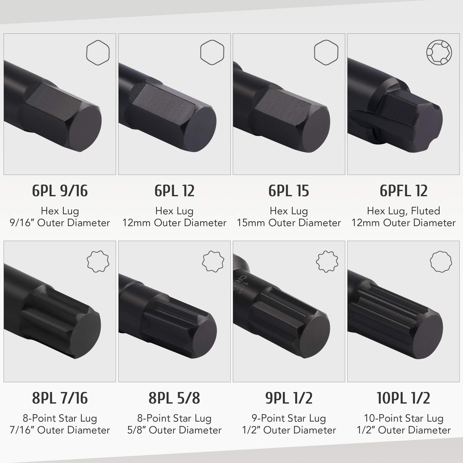 Orion Motor Tech 16Pc Locking Lug Nut Master Key Set, Sae & Metric Wheel Lock Removal Kit For Removing Locking Spline Star Hex A