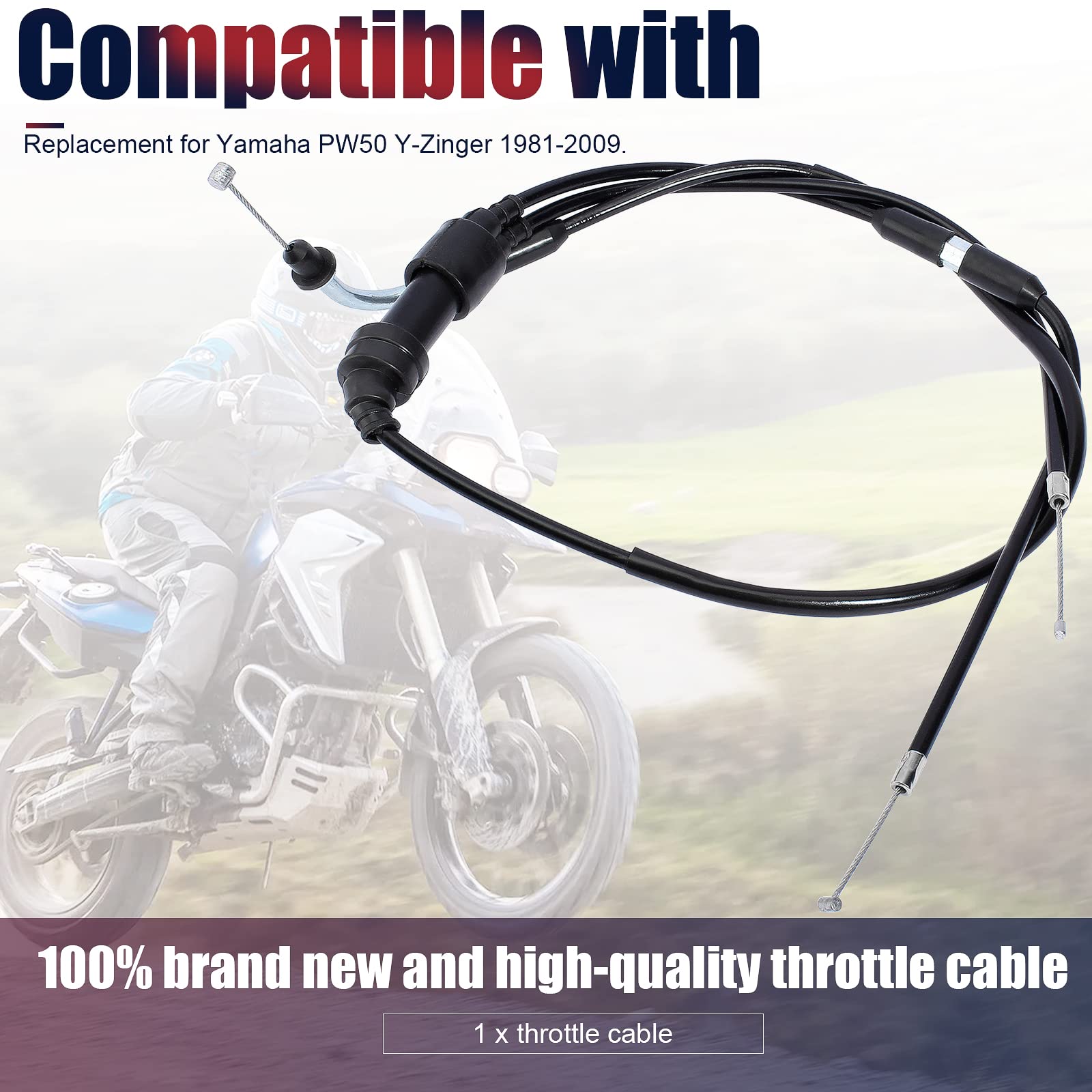 Qazaky Throttle Cable Compatible With Yamaha Y-Zinger Pw 50 Pw50 Dirt Bike Assy 1981-1987 1988 1989 1990 1991 1992 1993 1994 199