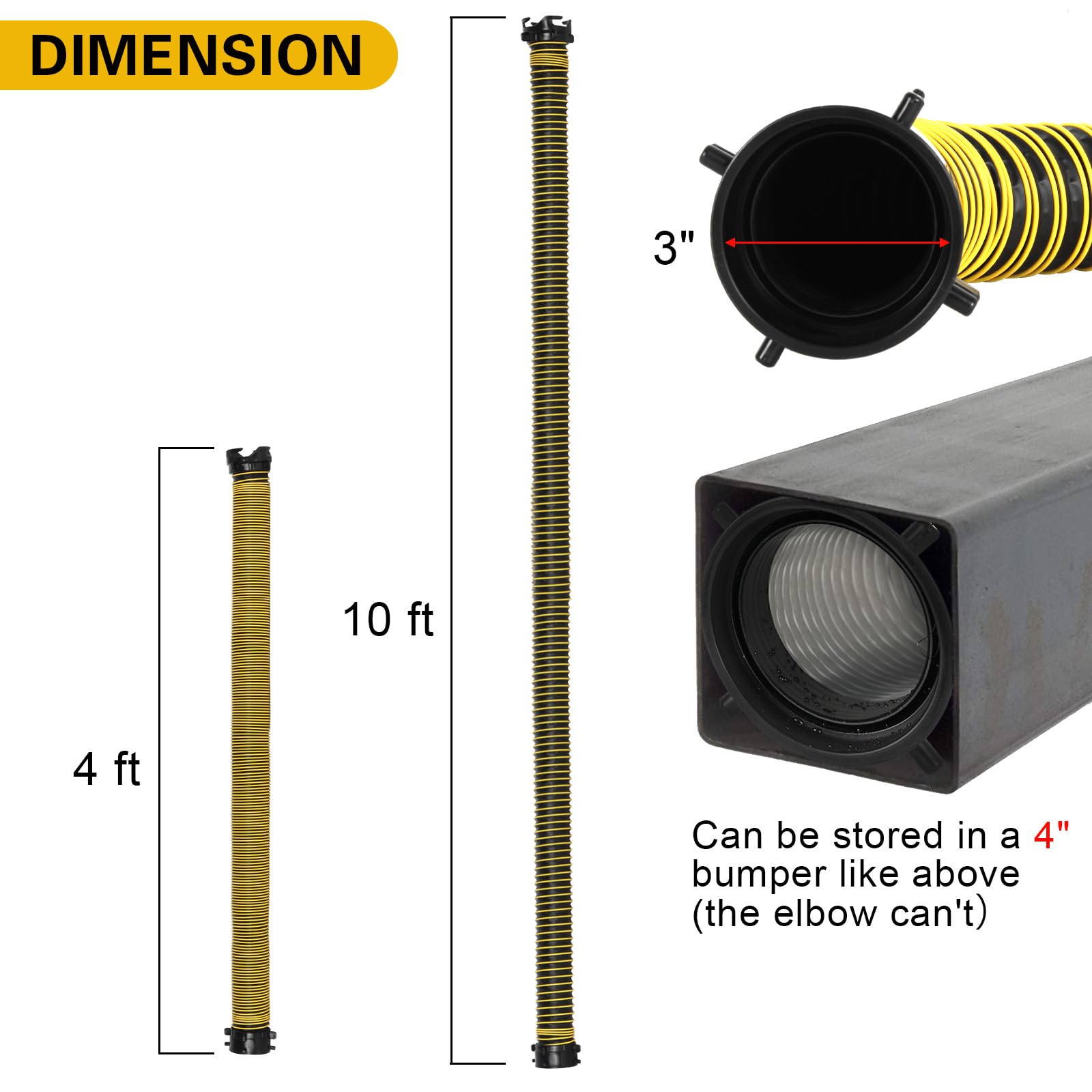 Litbm 10Ft Rv Sewer Hose Extension, 24-Mil Heavy Duty Tpe Material For Abrasion Resistance And Crush Protection, Camper Rv Exten