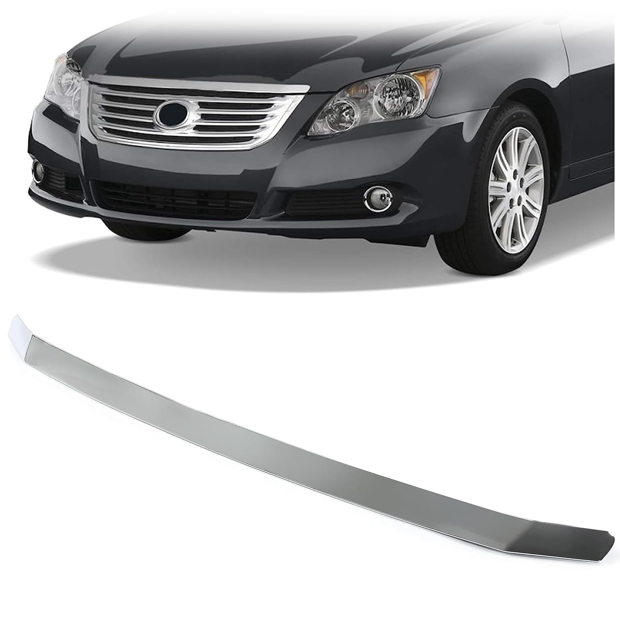 ECOTRIC Front Grille Hood Molding Trim Compatible with 2005 2006 2007 2008 2009 2010 Toyota Avalon Replacement for TO1235100 757