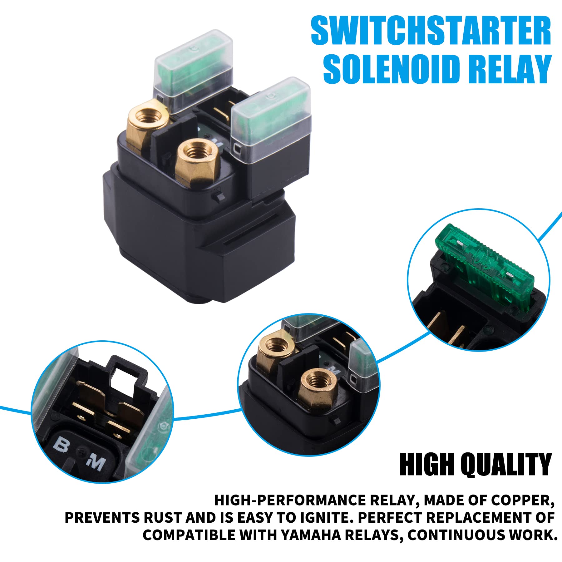 JINGKE Left Handlebar Control Engine Start Run Off Headlight Switch and SwitchStarter Solenoid Relay for Yamaha ig Bear 250 400