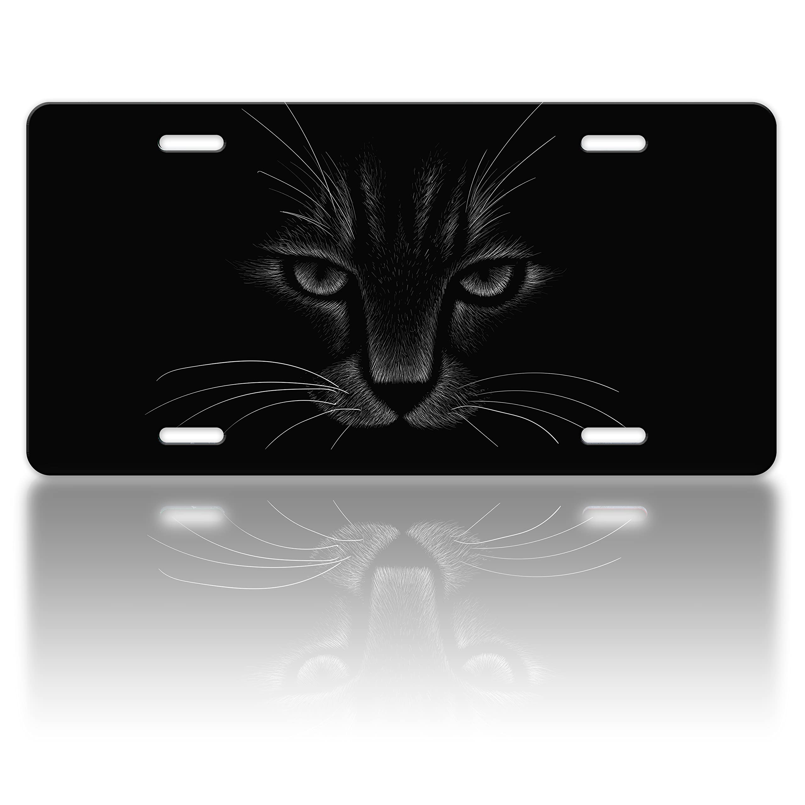 Black Cat License Plate Pet Animal License Plate Funny Kitten Stainless Steel Car Universal Accessory Vanity Tag For Us Canada S