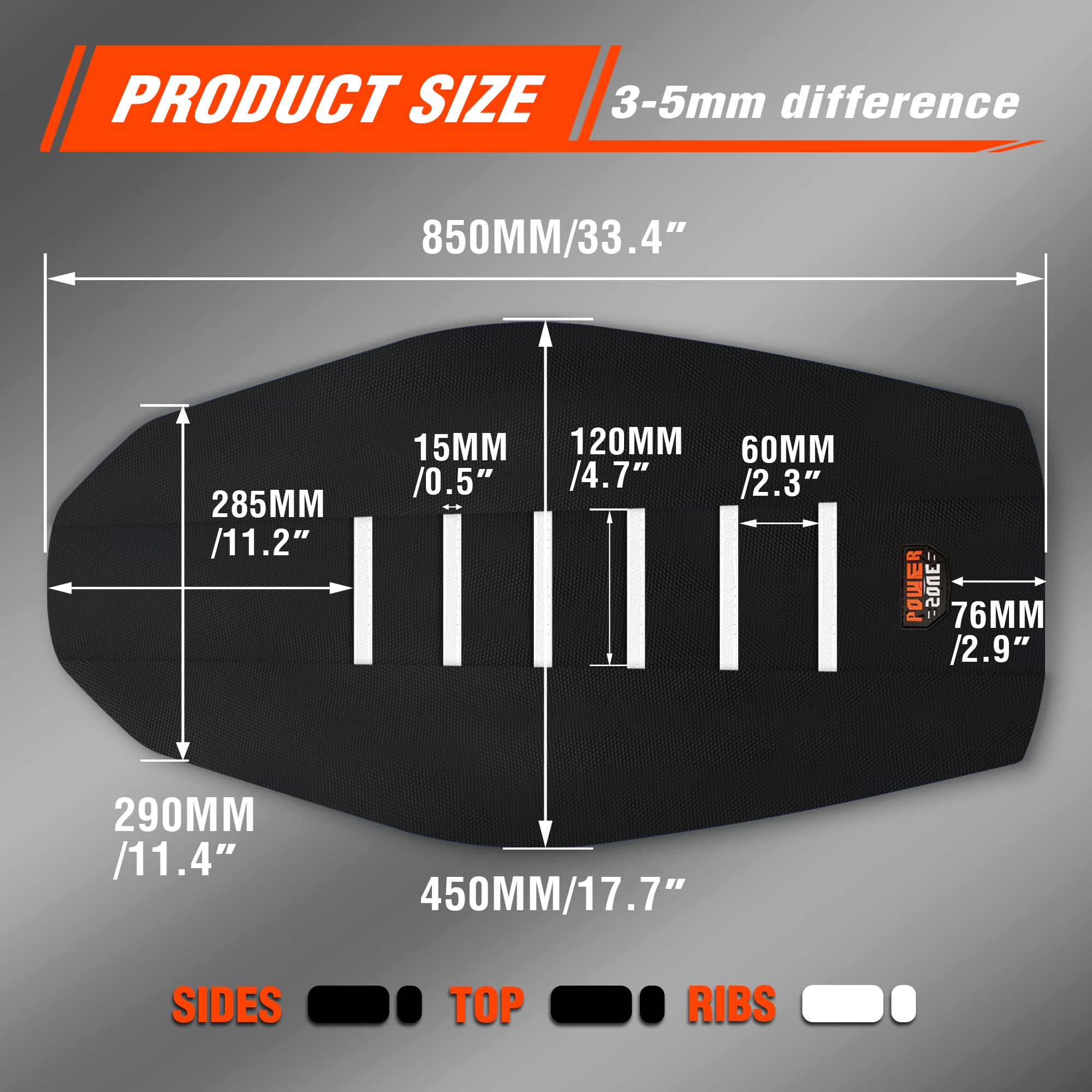 Fewfuss White Stripe Universial Seat Cover For Dirt Bike - Motorcycle Motorcross Enduro Seat Covers (Black)