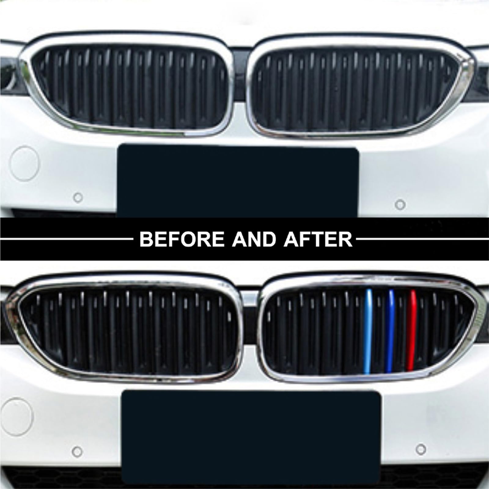 Nyzauto M-Colored Stripe Grille Insert Trims Compatible With Bmw 2017-Up G30 G31 5 Series 520I 530I 540I 550I 9-Beam Kidney Grille