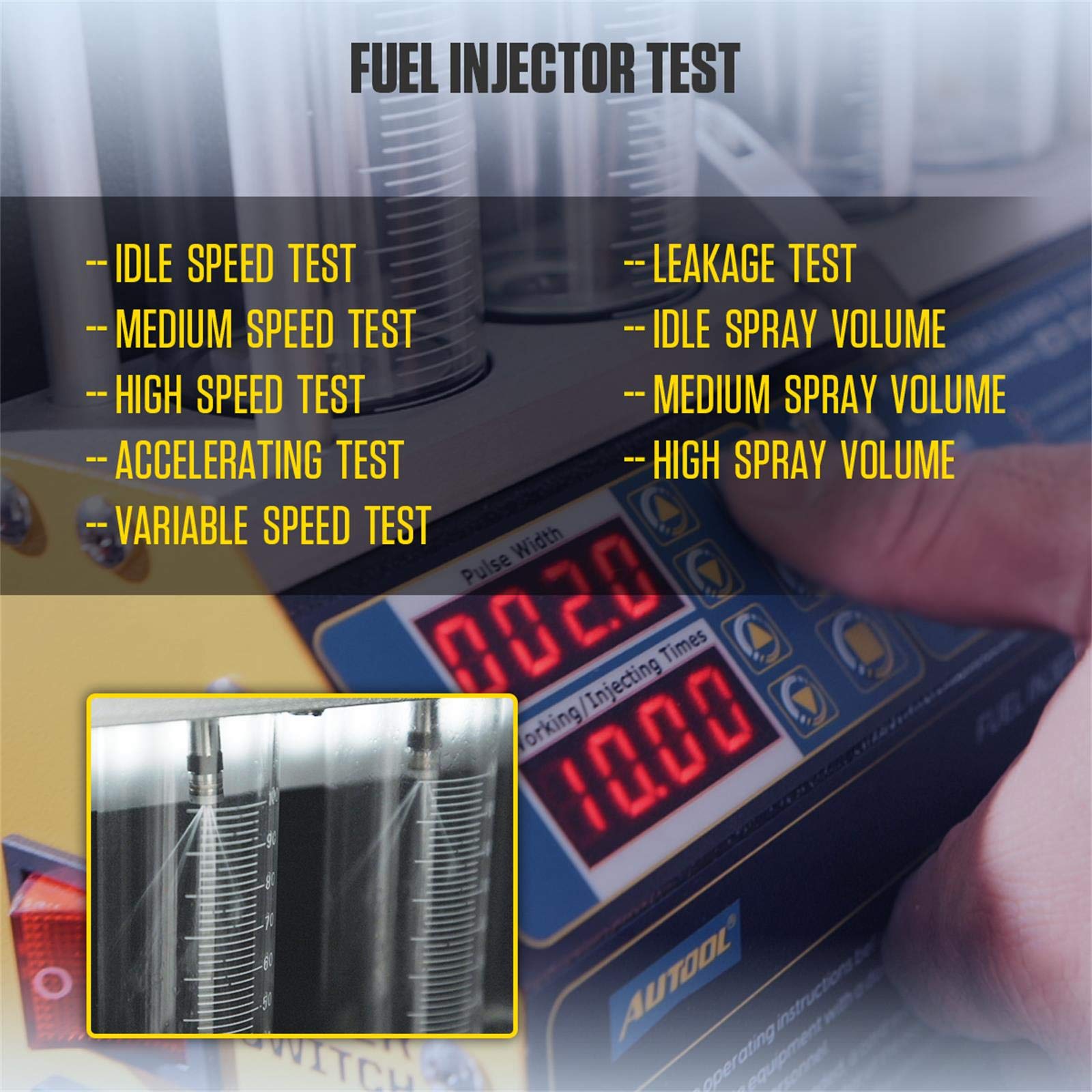 Autool Automotive Motorcycle 4 Cylinder Ultrasonic Wave Injector Cleaner Petrol Injection Tester Cleaning Kit Tester