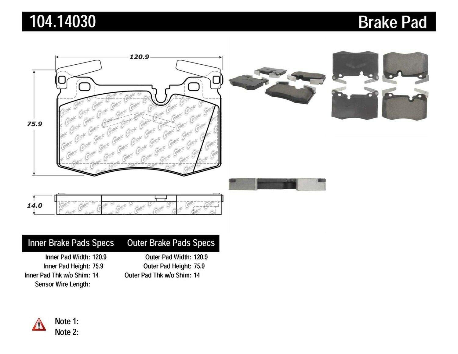 Centric 104.14030 Posiquiet Semi Met Pads