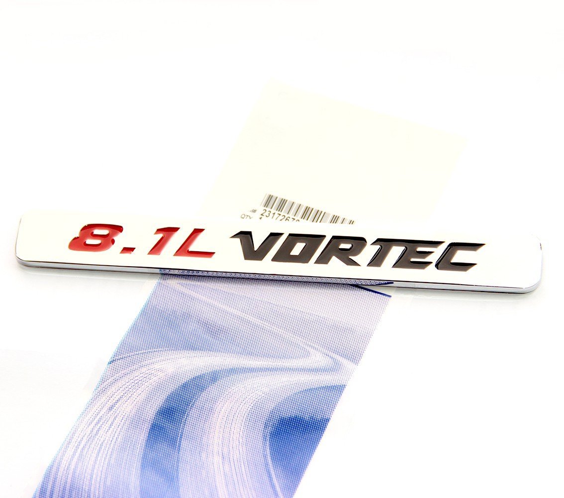 Yoaoo 2Pack OEM 8.1L Vortec Emblem Engine Badge for Silverado Z71 Sierra - Chrome Black