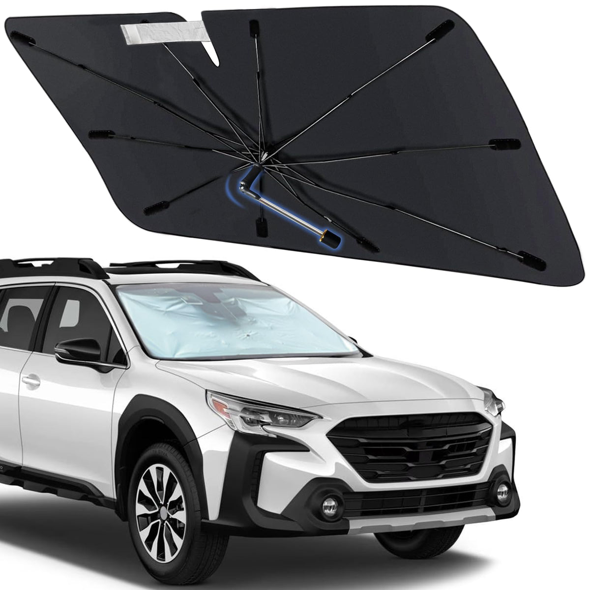 Windshield Sun Shade Custom Fit for Subaru Outback 2015-2025, Foldable Car Sunshade for Front Windows with 360 Rotating Shaft, S