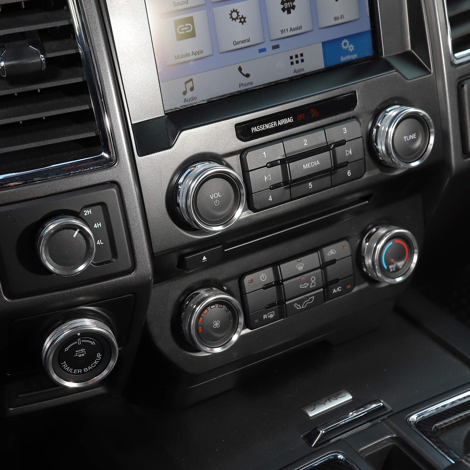 For F150 Air Conditioner Switch & Trailer & 4Wd & Vol Knob Button Trim For Ford F150 Xlt 2016 2017 2018 2019, Silver Aluminum, 6