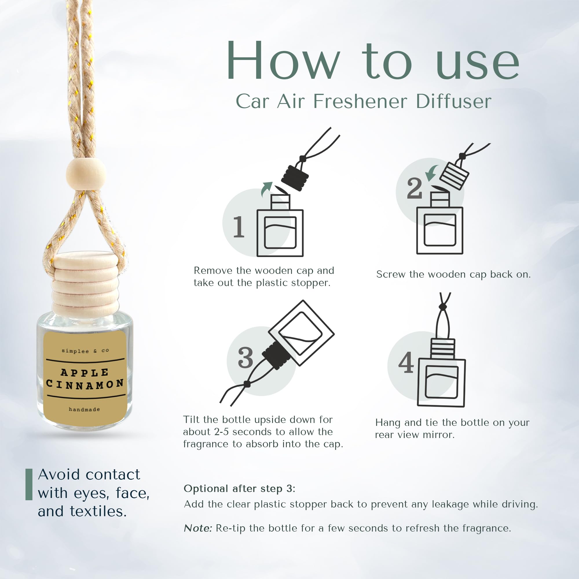 Eucalyptus Forest Car Air Hanging Essential Oil, Car Air Freshener Diffuser, Long Lasting Essential Oils, Aromatherapy Vehicle D