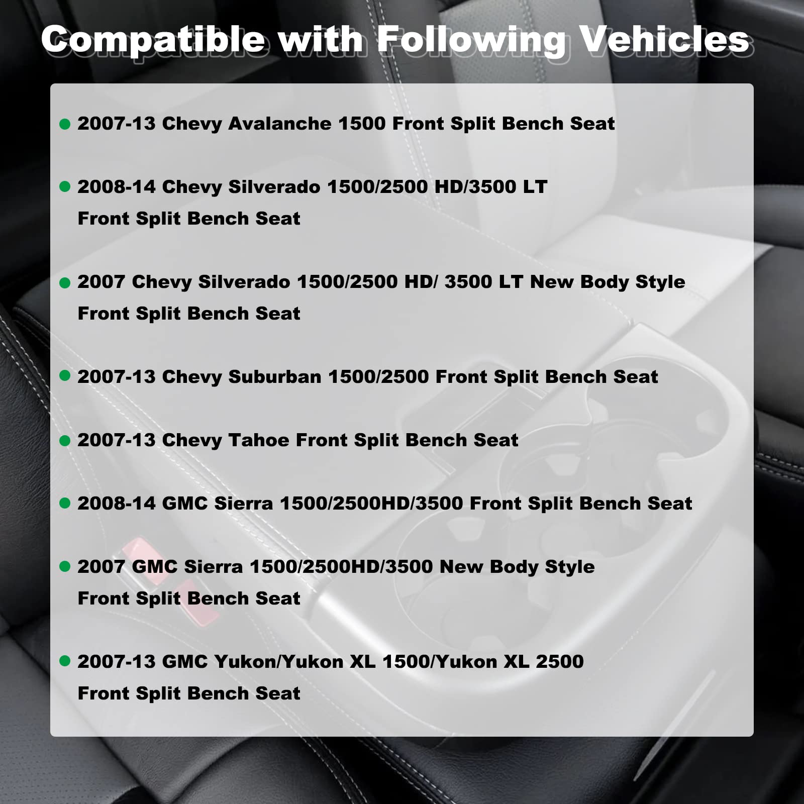 Nhiles Center Console Lid Kit With Latch Compatible With 2007-2013 Chevy Tahoe/Avalanche/ 2008-2014 Silverado/Gmc Yukon(Xl)/Sier