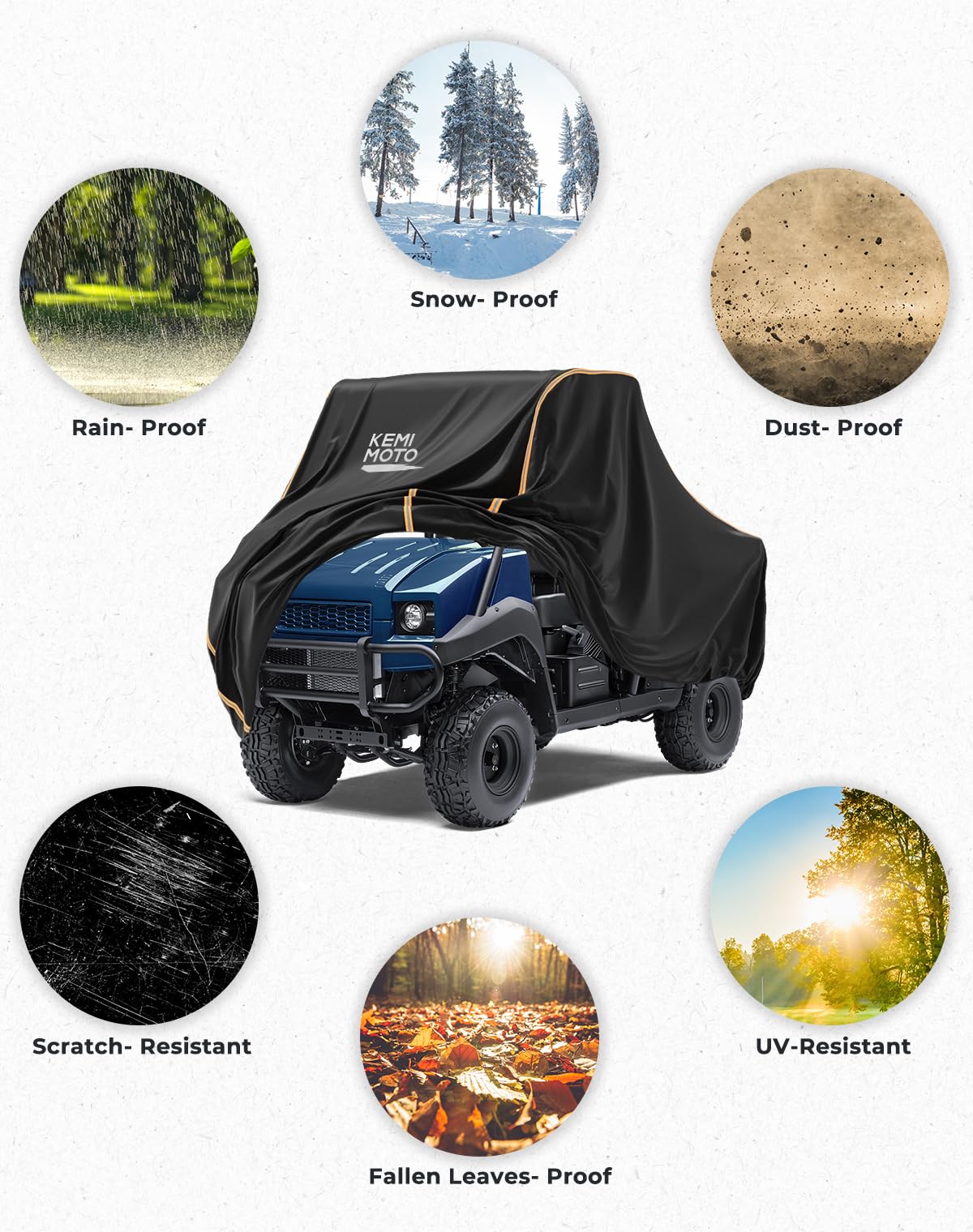 Kemimoto Utv Cover, All-Weather Protection Utv Cover Two Seater Compatible With Kawasaki Mule 4000/4010 Can-Am Defender Ranger X