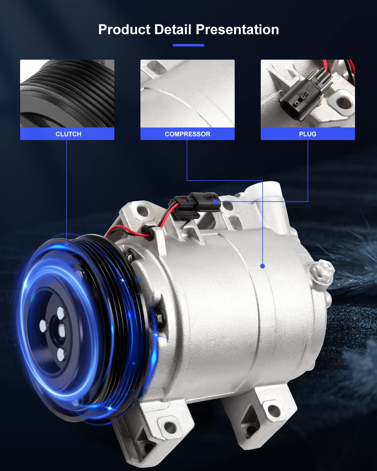 Eccpp Ac Compressor With Clutch 2008-2016 Replacement For Nissan Rogue 2.5L 2008-2009 Fit For Nissan Cabstar 2.5L Ac Compressor