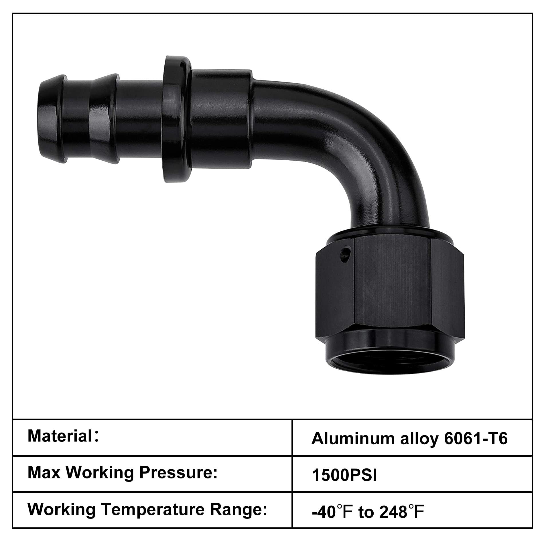 Evil Energy 4An 90 Degree Push Lock Hose Fitting End Black